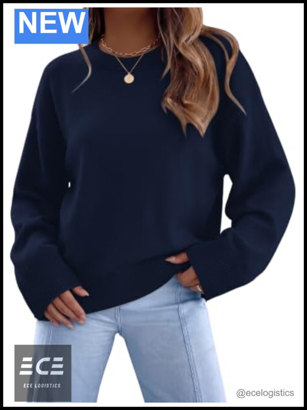 Womens Crew Neck Oversized Sweater Buttery Soft Knit Long Sleeve Pullover